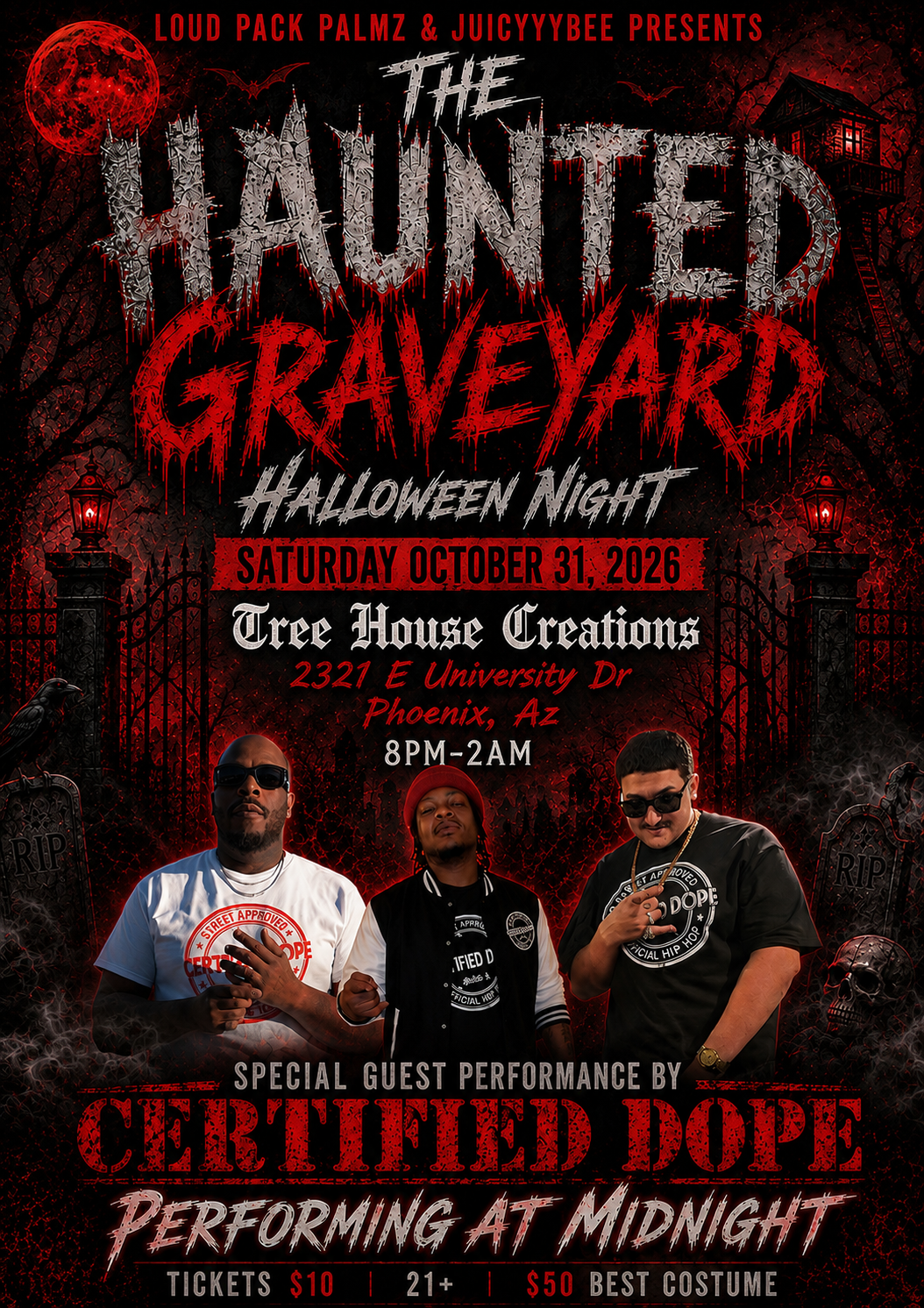 The Haunted Graveyard flyer — Saturday, October 31, 2026 at Tree House Creations